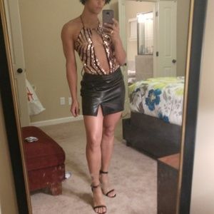 Leona Sequin Bodysuit - Rose Gold